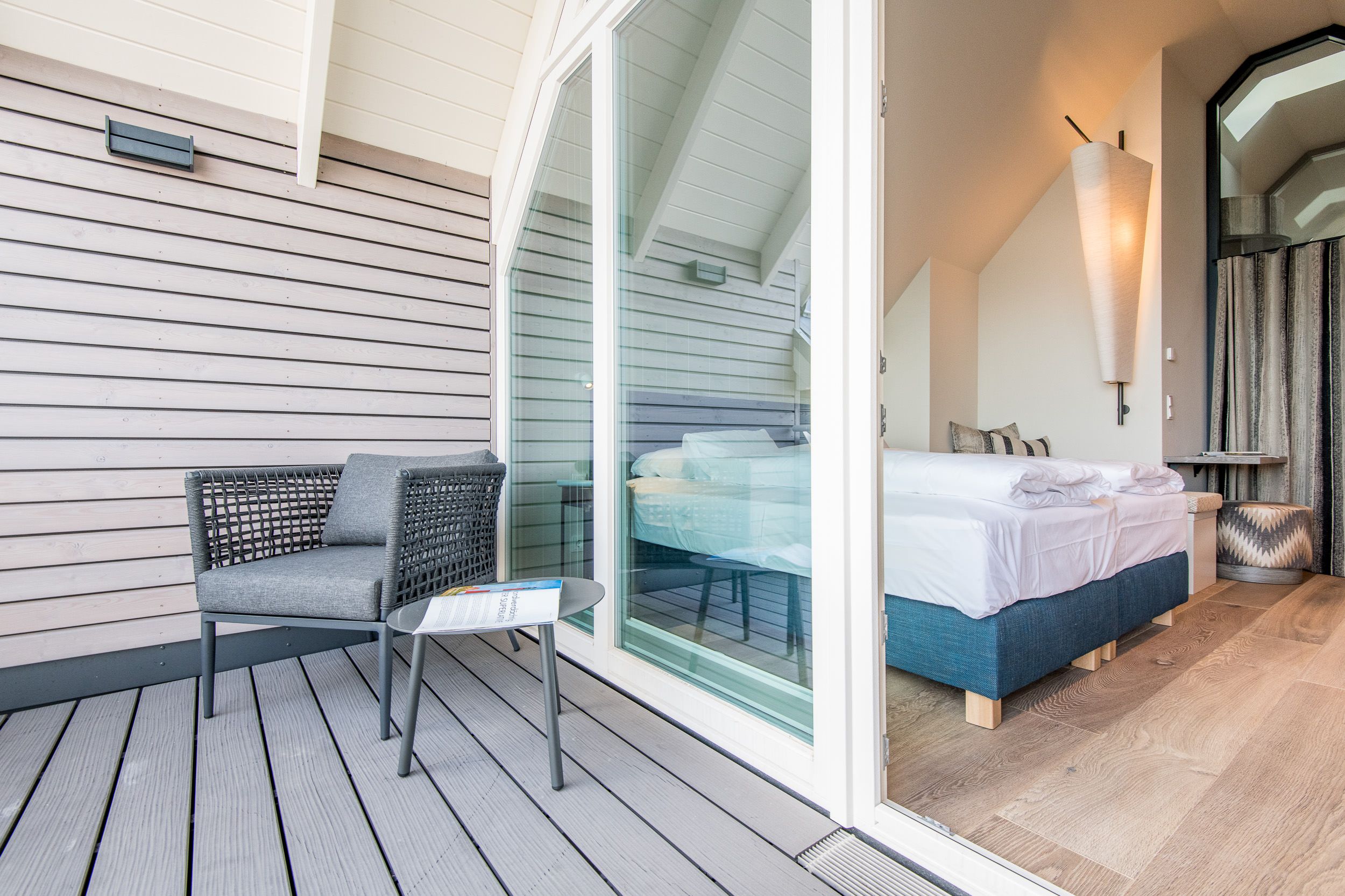 Schlafzimmer und Balkon in Ferienhaus auf Sylt