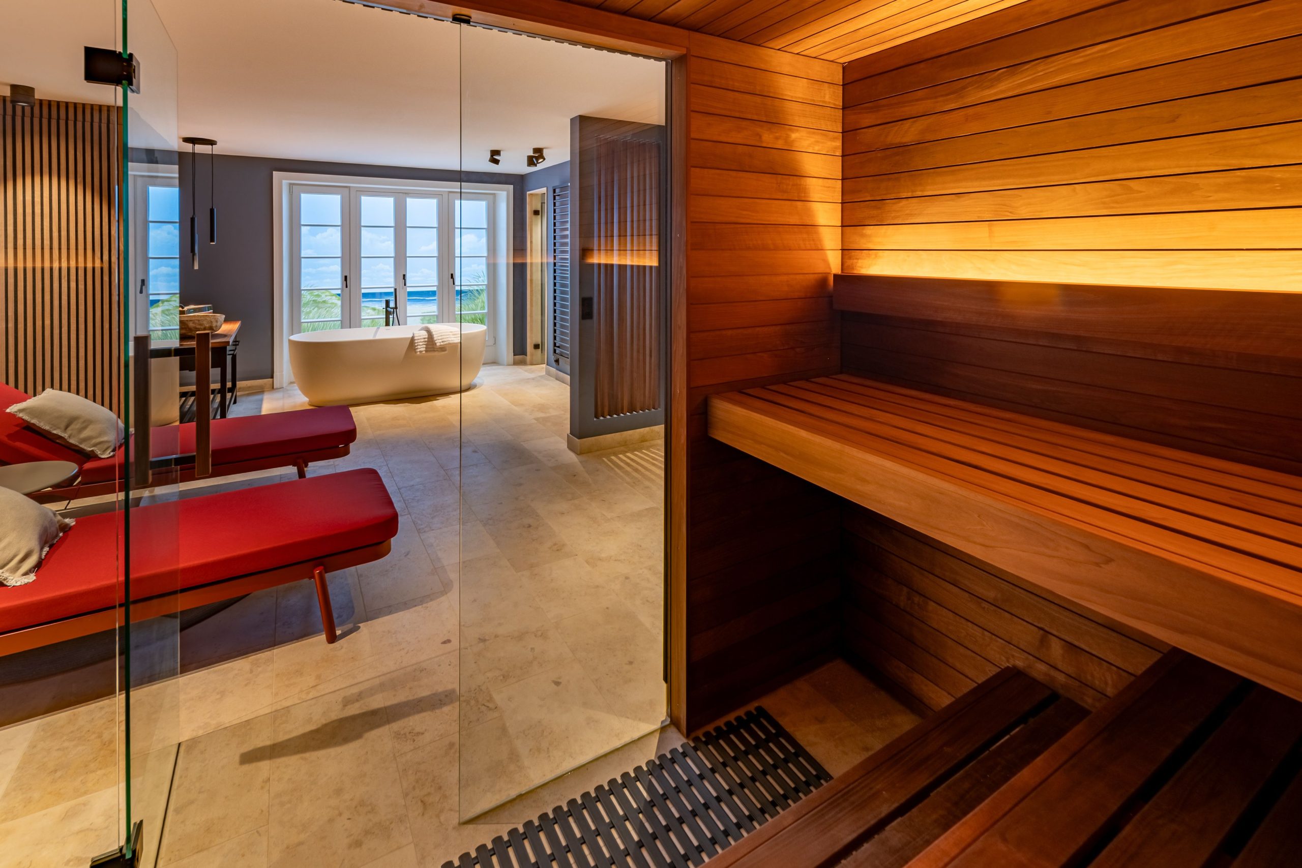 Sauna in Ferienhaus auf Sylt